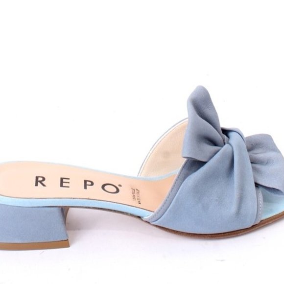 PHIL GATIÈR by REPO 47504 Baby Blue Suede Leather Slide Heel Sandal - Picture 3 of 8